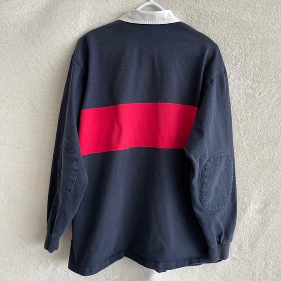 VINTAGE Polo Ralph Lauren Sport Rugby Shirt Striped w/Elbow Patches. - Picture 2 of 8